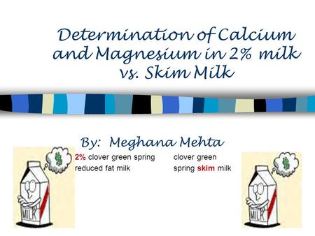 Determination of Calcium and Magnesium in 2% milk vs. Skim Milk