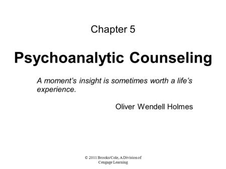 Chapter 5 Psychoanalytic Counseling