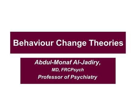 Behaviour Change Theories