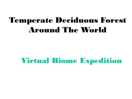 Temperate Deciduous Forest Around The World Virtual Biome Expedition.