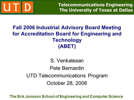 UTD Telecommunications Program