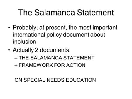 The Salamanca Statement