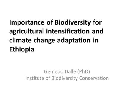 Gemedo Dalle (PhD) Institute of Biodiversity Conservation