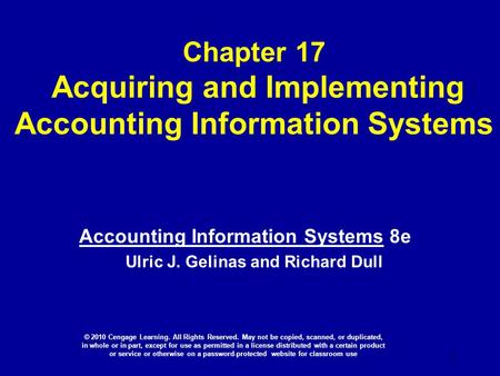 Chapter 17 Acquiring and Implementing Accounting Information Systems