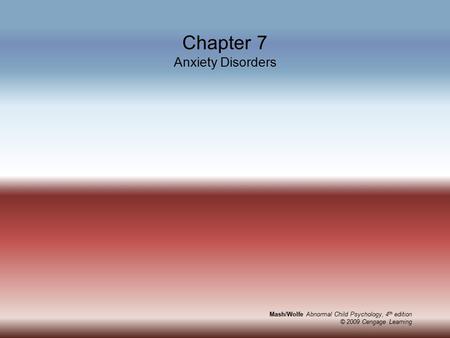 Chapter 7 Anxiety Disorders