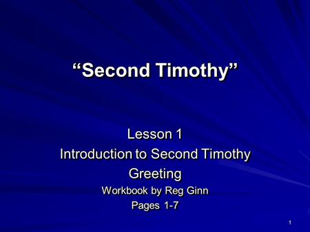 Introduction to Second Timothy