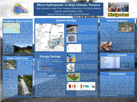 Micro-Hydropower in Majé Chimán, Panama Tyler Losinski Katie Price Andrea Walvatne Christine Matlock Advisor: David Watkins, PhD Special Thanks to: J.