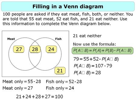 Filling in a Venn diagram