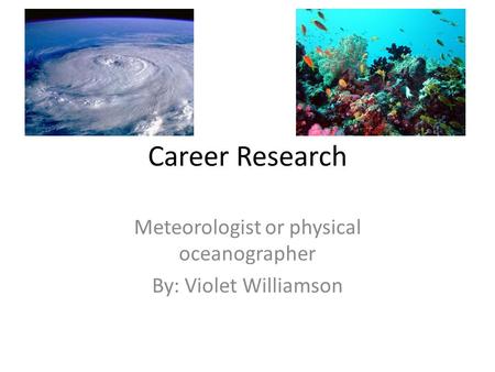Meteorologist or physical oceanographer By: Violet Williamson