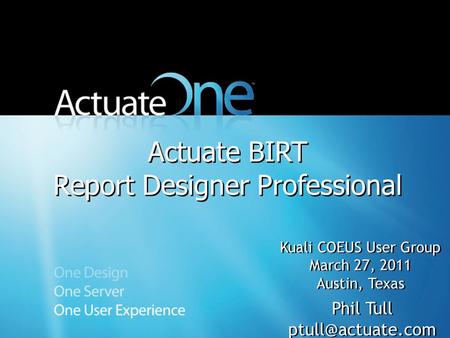 Actuate BIRT Report Designer Professional