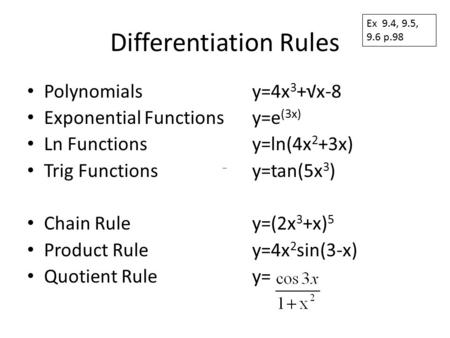 Differentiation Rules
