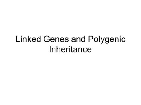 Linked Genes and Polygenic Inheritance. Objectives for Linked Genes 1.Define linkage group 2.Explain an example of a cross between two linked genes 3.Identify.