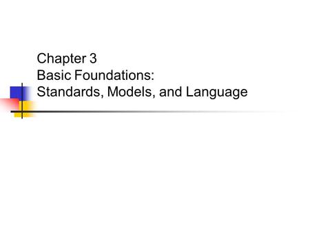 Chapter 3 Basic Foundations: Standards, Models, and Language.