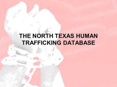 THE NORTH TEXAS HUMAN TRAFFICKING DATABASE The Embrey Foundation Contracted Equip the Saints to build the North Texas Human Trafficking Database Specified.