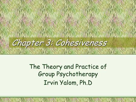 Chapter 3: Cohesiveness