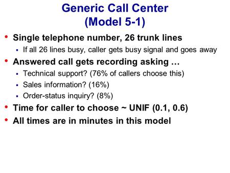 Generic Call Center (Model 5-1)