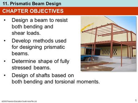 CHAPTER OBJECTIVES Design a beam to resist both bending and shear loads. Develop methods used for designing prismatic beams. Determine shape of fully.