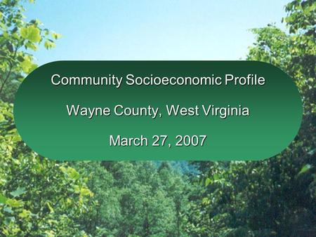 Community Socioeconomic Profile Wayne County, West Virginia March 27, 2007.