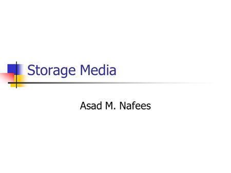 Storage Media Asad M. Nafees. Outline DVD/DVD-R/DVD+R/DVD-RW/DVD+RW CD/CD-R/CDRW Flash Disk Portable Hard Drive.
