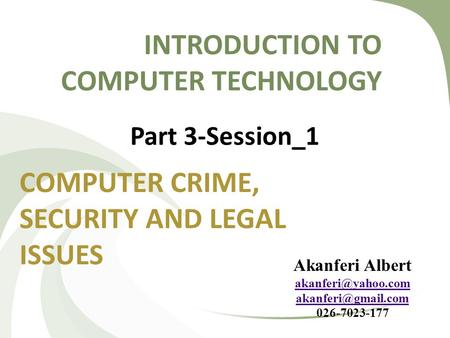 INTRODUCTION TO COMPUTER TECHNOLOGY