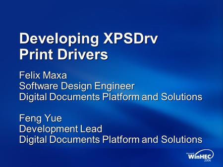 Developing XPSDrv Print Drivers
