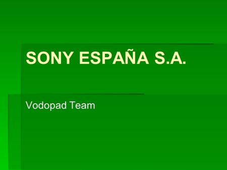 SONY ESPAÑA S.A. Vodopad Team. TEAM VODOPAD Malin Benjamin Paco Marco.