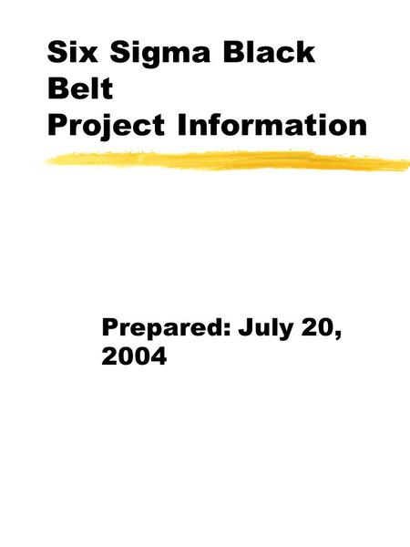 Six Sigma Black Belt Project Information Prepared: July 20, 2004.