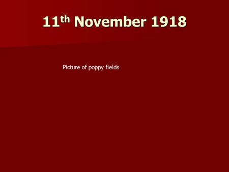 11 th November 1918 Picture of poppy fields. Reasoning Skills Work collaboratively Work collaboratively Explain what you think Explain what you think.
