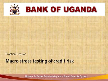 Practical Session.  The main objectives of this section is to:  Understand the mechanics of conducting a stress test of the financial sector, including.