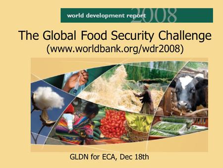 The Global Food Security Challenge (www.worldbank.org/wdr2008) GLDN for ECA, Dec 18th.