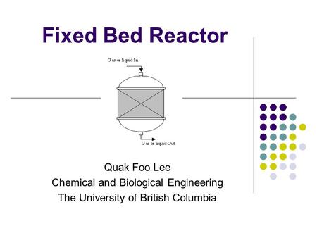 Fixed Bed Reactor Quak Foo Lee Chemical and Biological Engineering