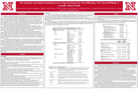 Development and Initial Examination of a Group Treatment for Non-Offending, Non-Abused Siblings of Sexually Abused Youth Alayna Schreier, Katie M. Meidlinger,
