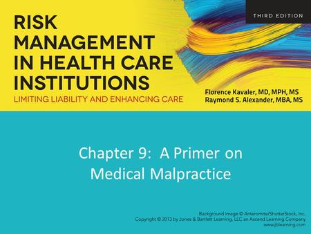 Chapter 9: A Primer on Medical Malpractice. Malpractice – What is it? Error - behavioral matter Misperception Mistake Omission Substitution Accident -