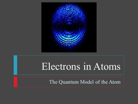 Electrons in Atoms The Quantum Model of the Atom.