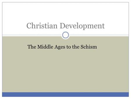 Christian Development The Middle Ages to the Schism.