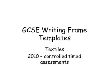 GCSE Writing Frame Templates