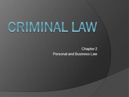 Chapter 2 Personal and Business Law. Spirit of the Law  When people commit crimes, they harm not only individuals, but also society as a whole.  Crime.