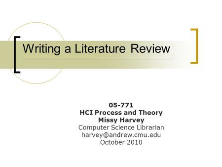 Writing a Literature Review