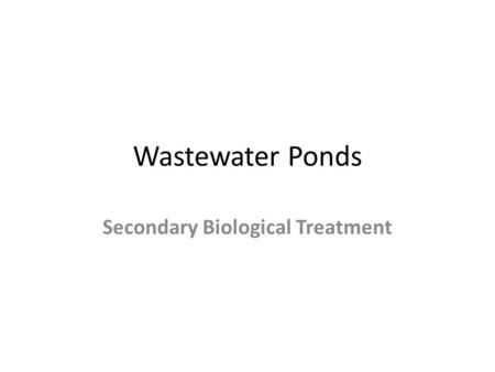 Wastewater Ponds Secondary Biological Treatment.