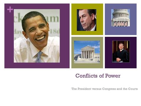 + Conflicts of Power The President versus Congress and the Courts.