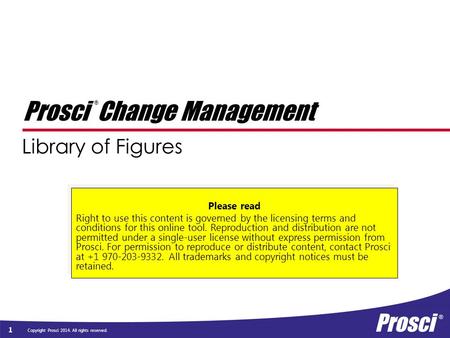 Copyright Prosci 2014. All rights reserved. Library of Figures 1 Prosci Change Management ® Please read Right to use this content is governed by the licensing.