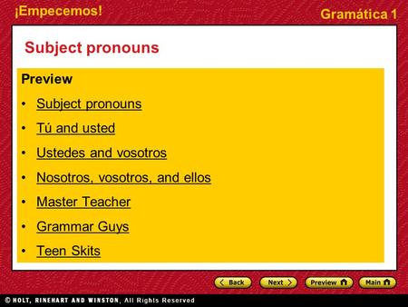 Subject pronouns Preview Subject pronouns Tú and usted