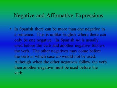 Negative and Affirmative Expressions