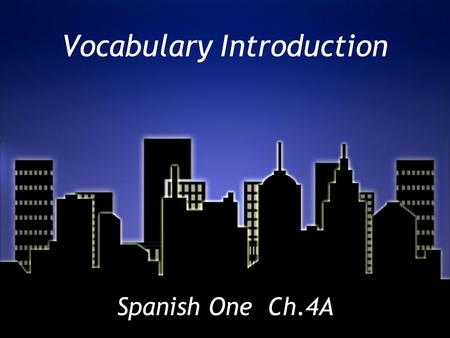 Vocabulary Introduction