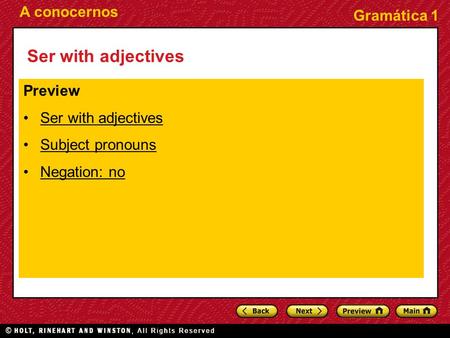 Ser with adjectives Preview Ser with adjectives Subject pronouns