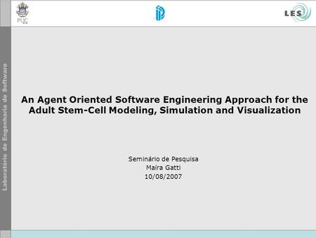 An Agent Oriented Software Engineering Approach for the Adult Stem-Cell Modeling, Simulation and Visualization Seminário de Pesquisa Maíra Gatti 10/08/2007.