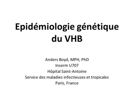 Epidémiologie génétique du VHB