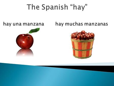  In Spanish you say “hay”  In English you say “there is” “there are”