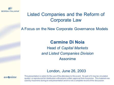 Listed Companies and the Reform of Corporate Law