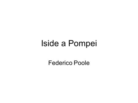 Iside a Pompei Federico Poole.